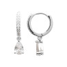Boucles d'oreilles en argent créoles avec pendant CZ