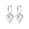 Boucles d'oreilles en argent créoles avec pendant cœur