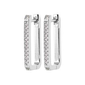 Boucles d'oreilles en argent créoles rectangle CZ