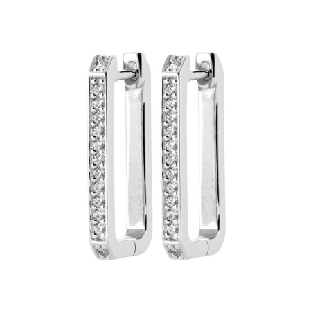 Boucles d'oreilles en argent créoles rectangle CZ