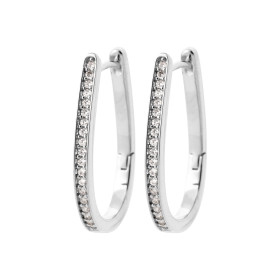 Boucles d'oreilles en argent créoles ovale CZ