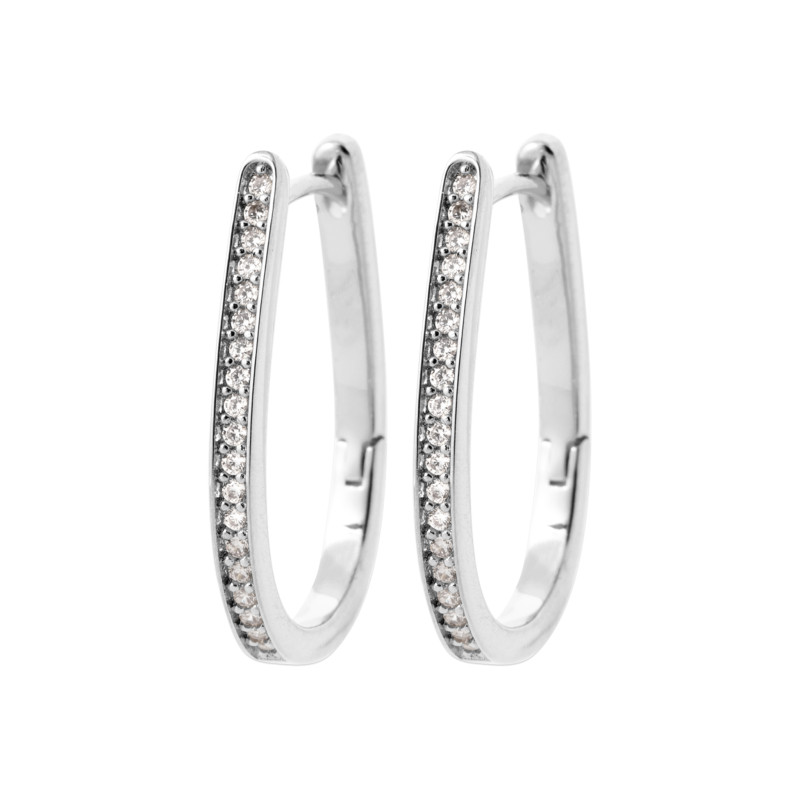 Boucles d'oreilles en argent créoles ovale CZ