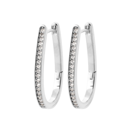 Boucles d'oreilles en argent créoles ovale CZ