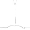 Collier en argent long pendant barre CZ
