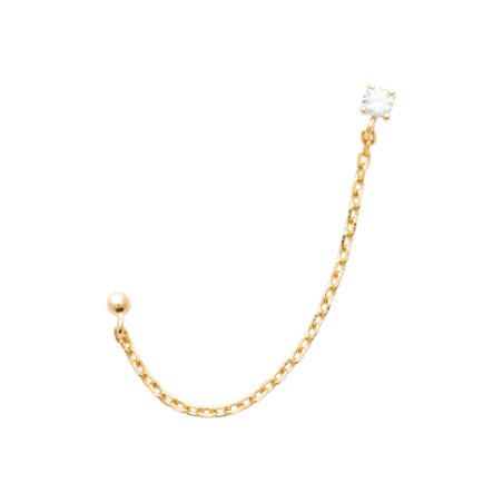 Boucle d'oreille bille et CZ relié par chaine