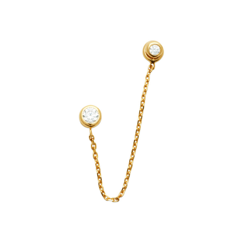 Boucle d'oreille CZ rond relié par chaine