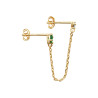 Boucle d'oreille CZ vert et blanc relié par chaine