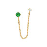 Boucle d'oreille CZ vert et blanc relié par chaine