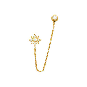 Boucle d'oreille étoile CZ relié par une chaine