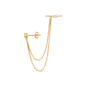 Boucle d'oreille et ear cuffs relié par deux chaines