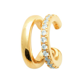 Ear cuffs plaqué or double anneau avec CZ