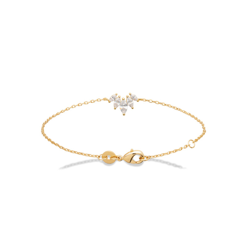 Bracelet plaqué or Feuilles de Diamant