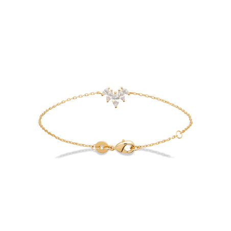 Bracelet plaqué or Feuilles de Diamant