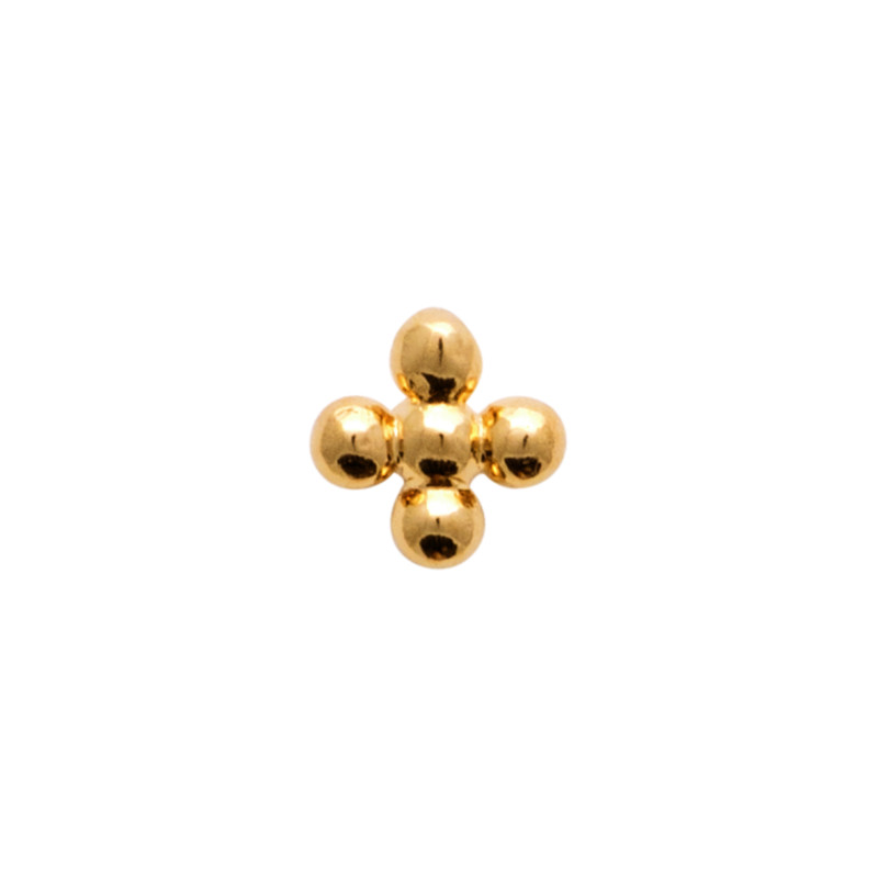 Boucle d’oreille en plaqué or – Motif croix de boules (vendue à l’unité)
