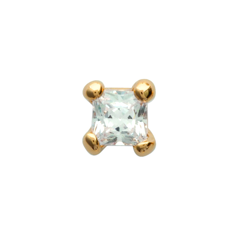 Boucle d’oreille carrée en plaqué or 18 carats avec zirconium blanc – à l'unité Boucle d’oreille carrée en plaqué or 18 carats avec zirconium blanc – à l'unité