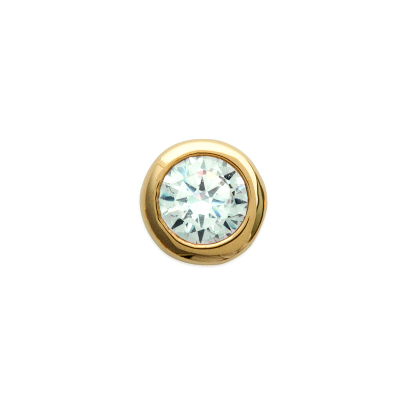 Boucle d’Oreille en Plaqué Or avec Zirconium Éclatant – 4 mm – Vendue à l’unité