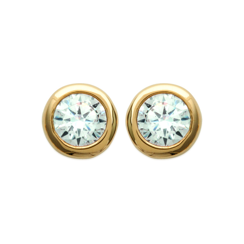 Boucles d'Oreilles en Plaqué Or avec Zirconium Éclatant - Éclat de Lumière