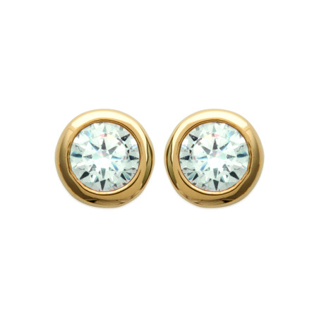 Boucles d'Oreilles en Plaqué Or avec Zirconium Éclatant - Éclat de Lumière