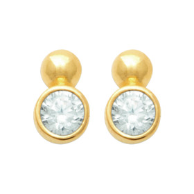 Boucles d'Oreilles Plaqué Or avec Strass Brillants Double