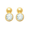 Boucles d'Oreilles Plaqué Or avec Strass Brillants Double