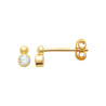 Boucles d'Oreilles Plaqué Or avec Strass Brillants Double