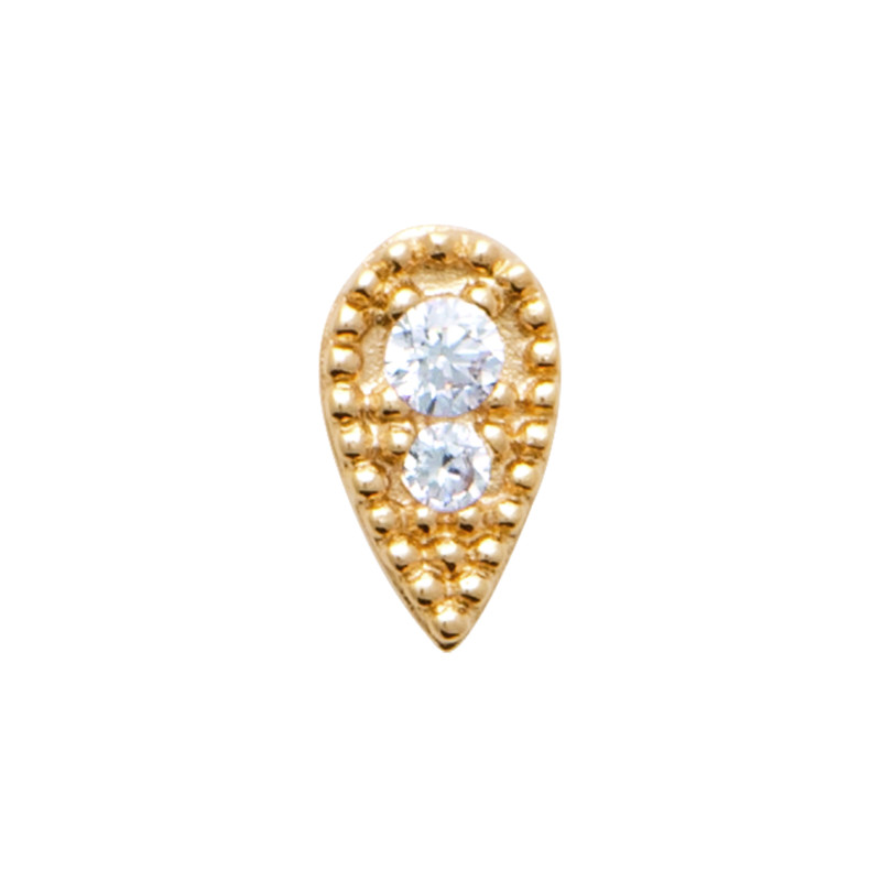 Boucle d’Oreille Goutte en Plaqué Or avec Double Strass – Vendue à l’unité