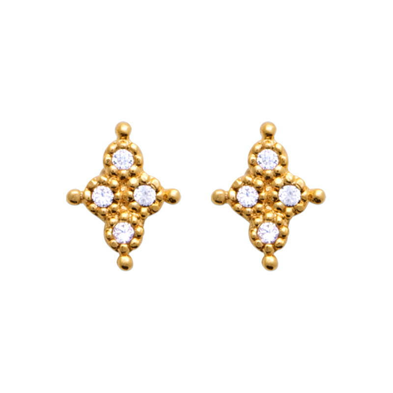 Boucles d'oreilles en Plaqué Or avec Strass Étoile