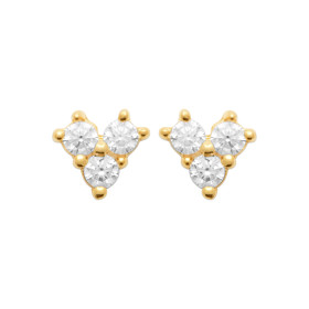 Boucles d'Oreilles en Plaqué Or avec Triple Zirconium