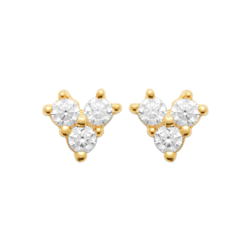 Boucles d'Oreilles en Plaqué Or avec Triple Zirconium