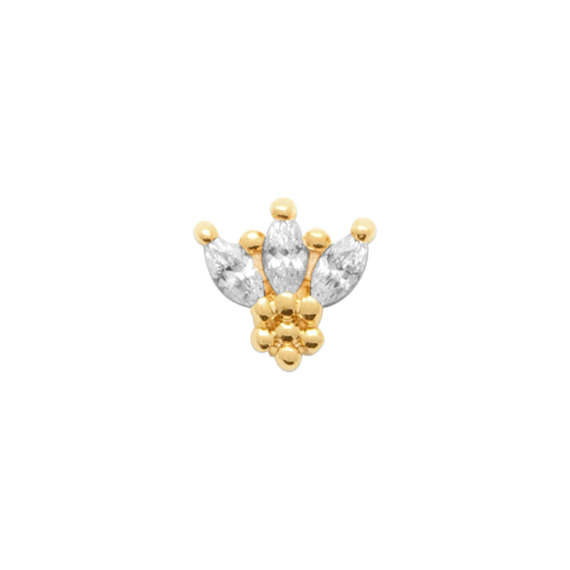 Boucle d’Oreille lotus en Plaqué Or avec Zircons Scintillants – Vendue à l’unité