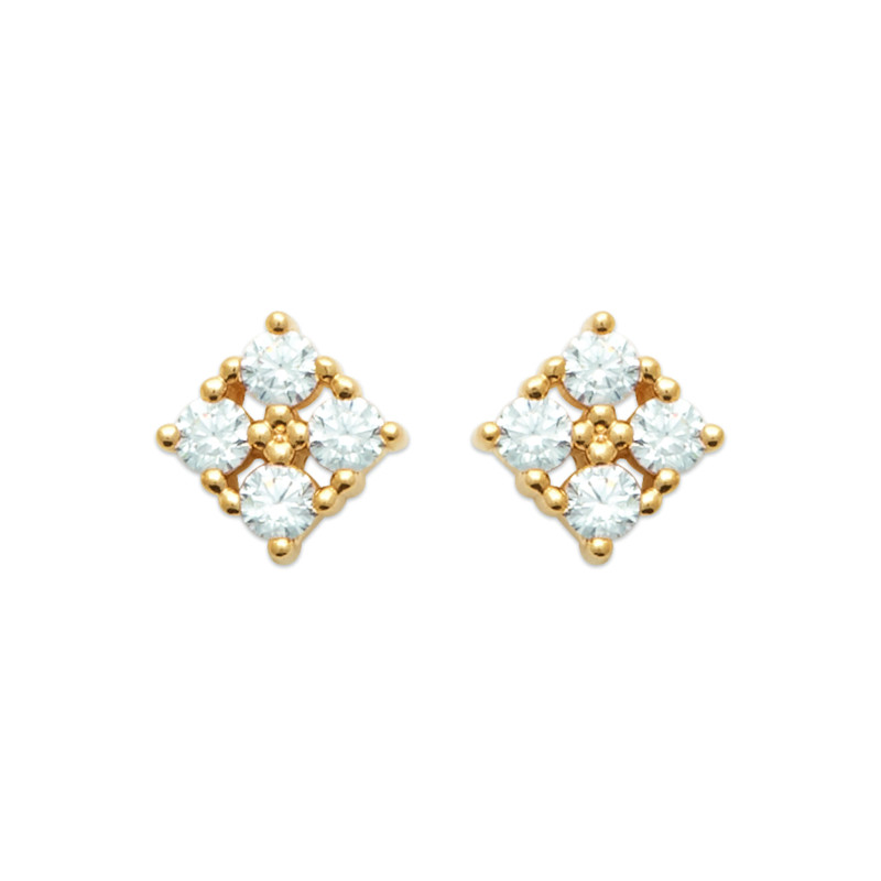 Boucles d'oreilles losange en plaqué or avec zircons étincelants