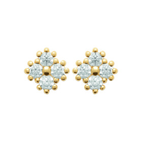 Boucles d'oreilles en plaqué or avec motif losange et zircons scintillants