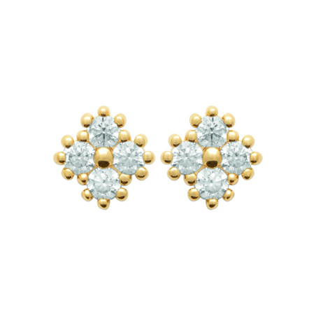 Boucles d'oreilles en plaqué or avec motif losange et zircons scintillants