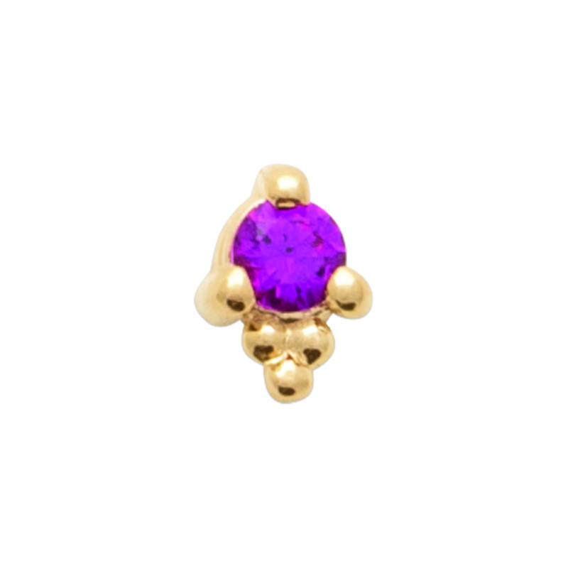 Boucle d’Oreille en Plaqué Or avec Zircon Rose Fuchsia – Vendue à l’unité