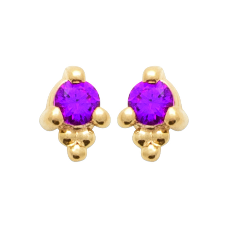 Boucles d'oreilles en plaqué or avec zircon rose éclatant