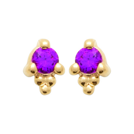 Boucles d'oreilles en plaqué or avec zircon rose éclatant