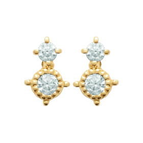 Boucles d'oreilles en plaqué or avec double zircon scintillant