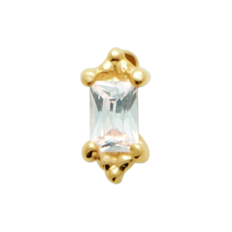 Boucle d’oreille stud baguette en plaqué or avec zircon rectangulaire – Vendue à l’unité Boucle d’oreille stud baguette en plaqué or avec zircon rectangulaire – Vendue à l’unité