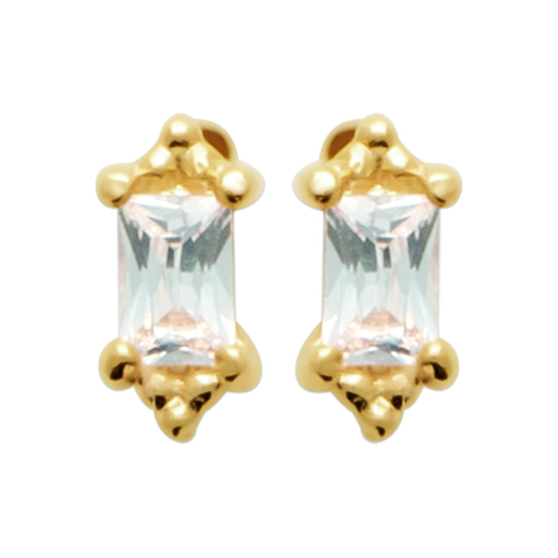 Boucles d'oreilles en Plaqué Or et Zirconium long