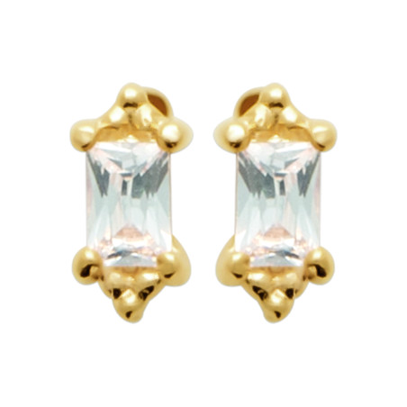 Boucles d'oreilles en Plaqué Or et Zirconium long