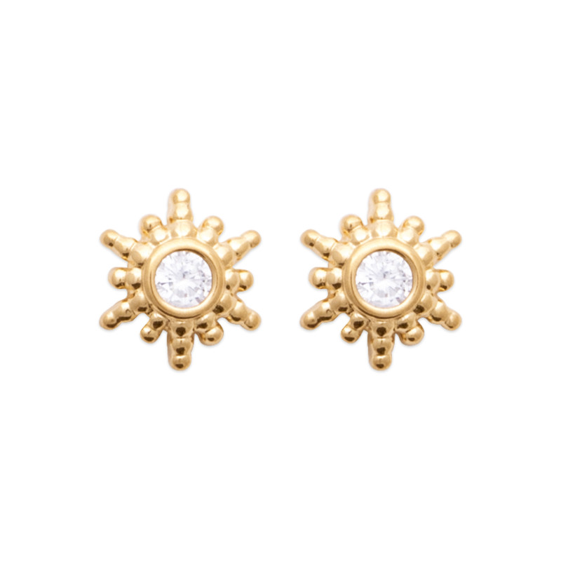 Boucles d'Oreilles Soleil en Plaqué Or avec Zirconium Étincelant
