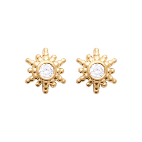 Boucles d'Oreilles Soleil en Plaqué Or avec Zirconium Étincelant