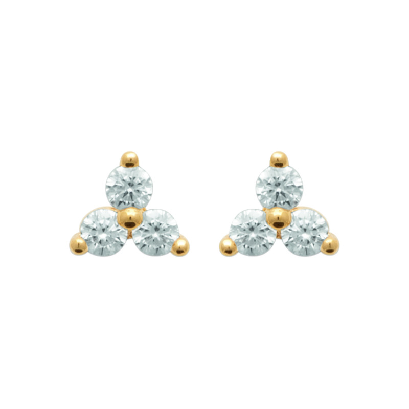 Boucles d'Oreilles Trinité en Plaqué Or avec Zirconium Étincelant