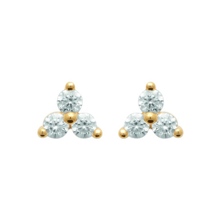 Boucles d'Oreilles Trinité en Plaqué Or avec Zirconium Étincelant