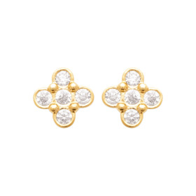 Boucles d'Oreilles Croix Éclatante en Plaqué Or avec Zirconium