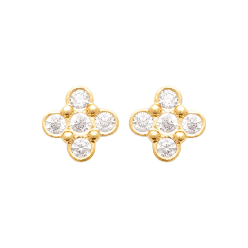 Boucles d'Oreilles Croix Éclatante en Plaqué Or avec Zirconium