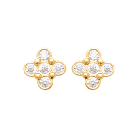 Boucles d'Oreilles Croix Éclatante en Plaqué Or avec Zirconium