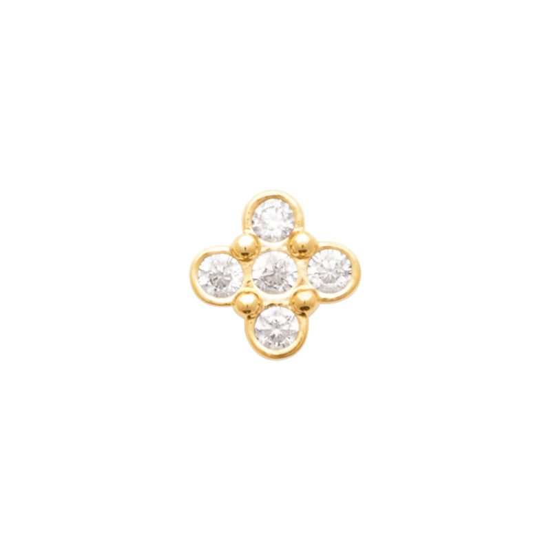Puce d’oreille trèfle de zircons en plaqué or 18 carats – vendue à l’unité Puce d’oreille trèfle de zircons en plaqué or 18 carats – vendue à l’unité