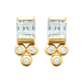 Boucles d'Oreilles Rectangulaires en Plaqué Or avec Zirconium