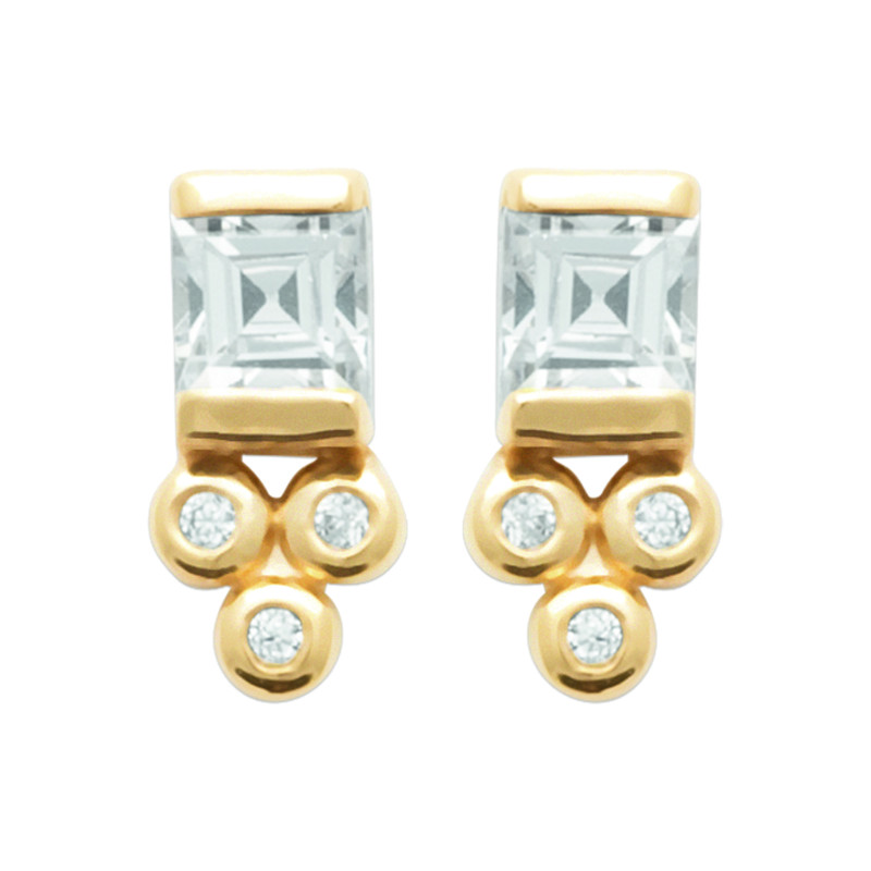 Boucles d'Oreilles Rectangulaires en Plaqué Or avec Zirconium